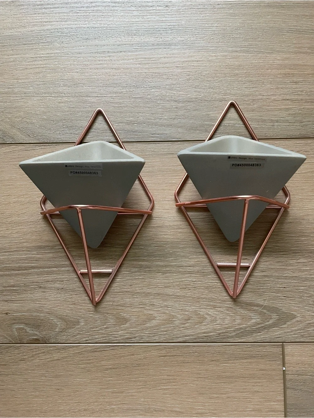Copper Frame Gray Wall Planter Set - Modern Home Wall Decor